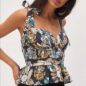 NWT Anthropologie Sweetheart Ruched Floral Cami Tank Top SZ XL $110